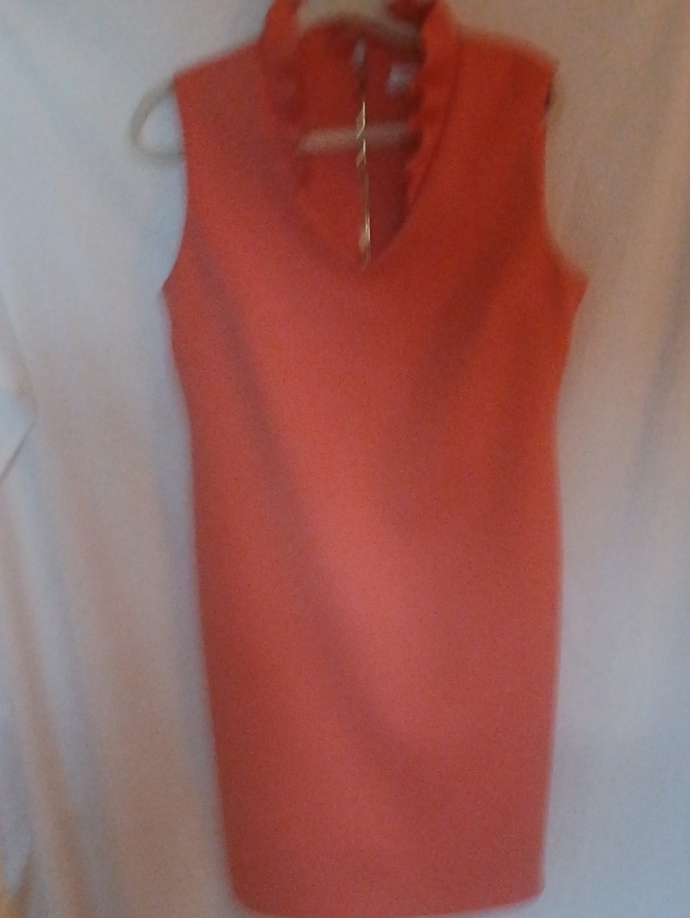 Calvin Klein Coral Sleeveless Ruffle Neck Tunic